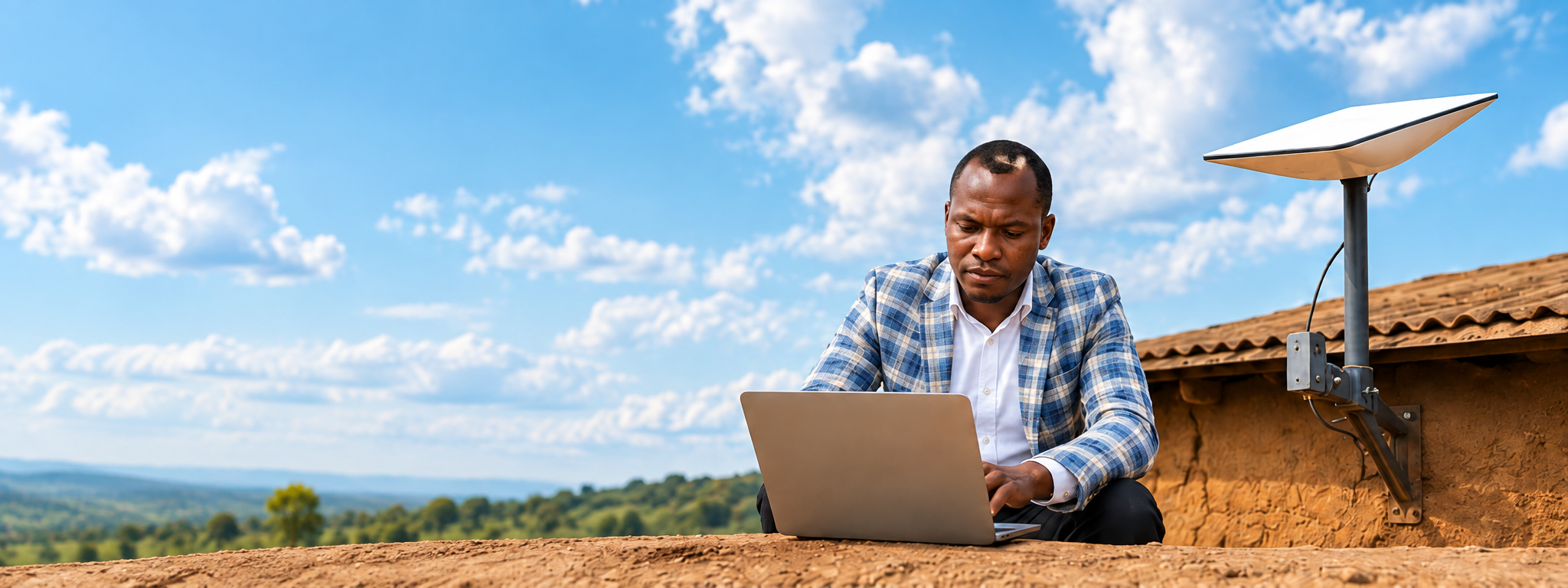 Pastor with laptop and connectivity